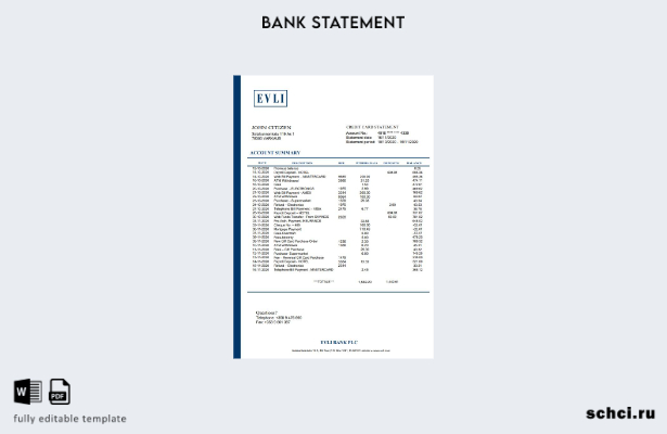 цифровая загрузка Финляндия Evli Bank PLC шаблон слова банковской выписки